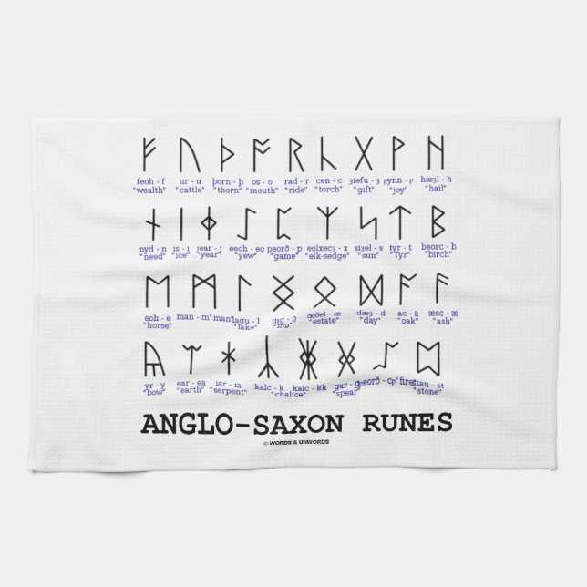 Anglo-Saxon Runes (Linguistics Cryptography) Tea Towel (Horizontal)