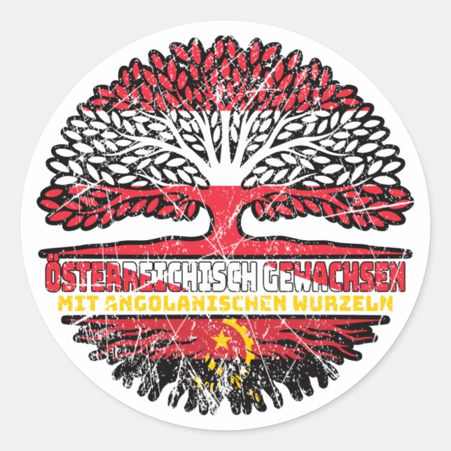 Angola Angolanisch Österreichisch Österreich Baum Classic Round Sticker (Front)