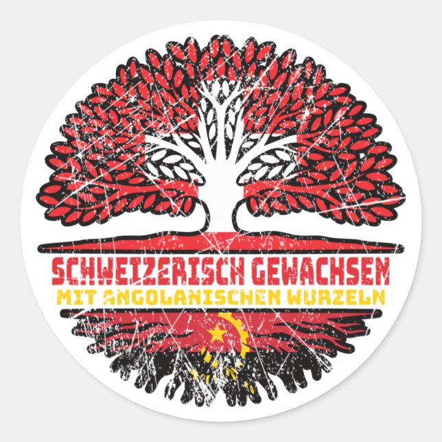 Angola Angolanisch Schweizer Schweiz Baum Wurzel Classic Round Sticker (Front)