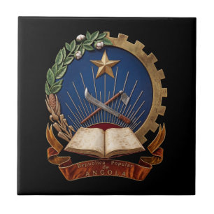 Angola country coat arms symbol emblem flag tile
