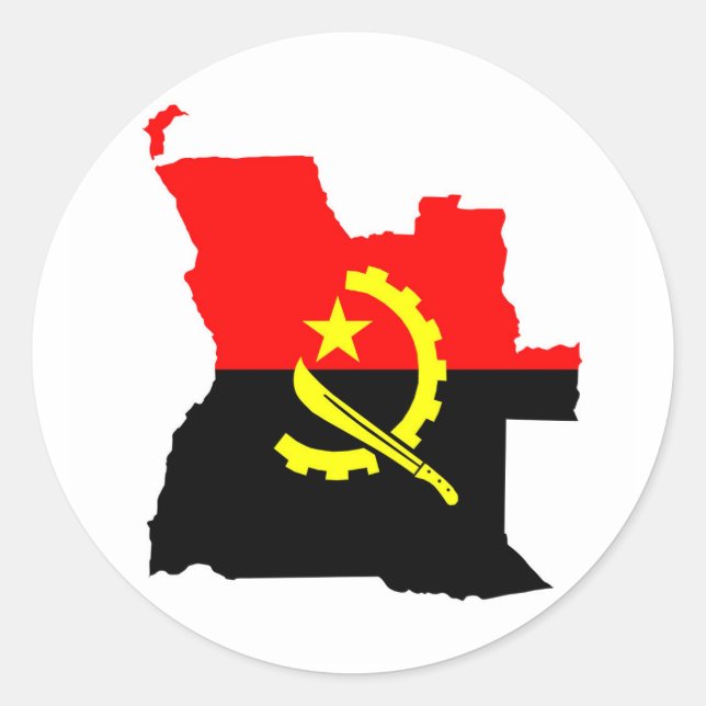 angola country flag map shape symbol silhouette classic round sticker (Front)