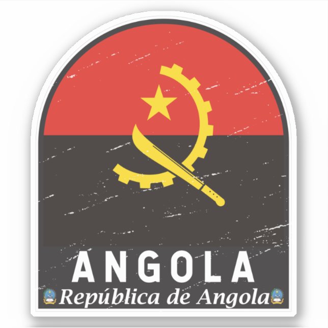 Angola Flag Emblem Distressed Vintage (Front)