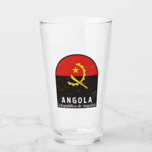 Angola Flag Emblem Distressed Vintage Glass