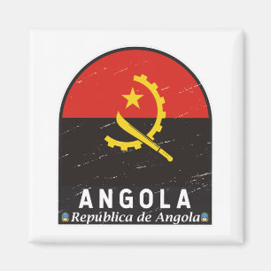 Angola Flag Emblem Distressed Vintage  Magnet