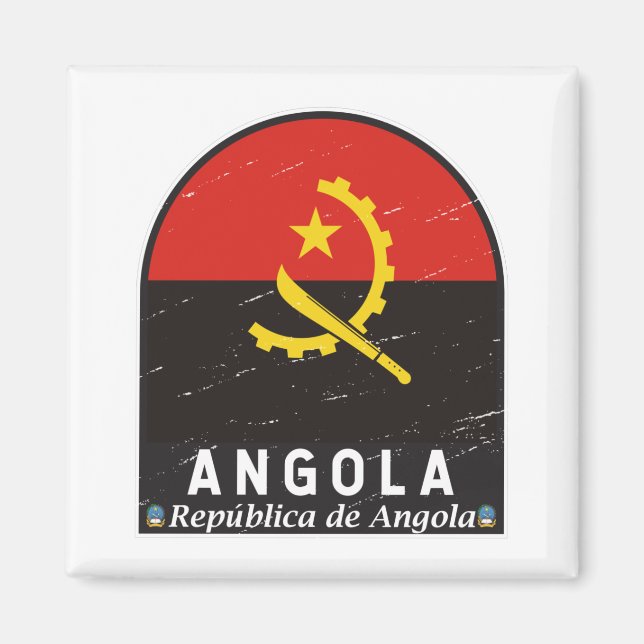 Angola Flag Emblem Distressed Vintage  Magnet (Front)