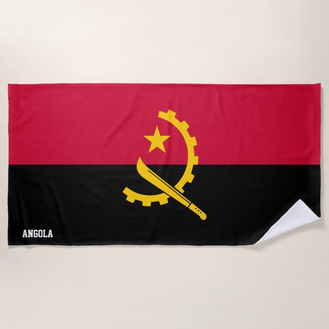 Angola Flag Splendid Patriotic Beach Towel (Front)