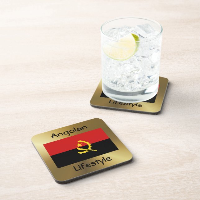 Angola Flag+Text Coaster (Right Side)