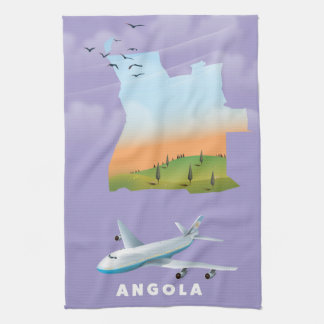 Angola illustrated map poster tea towel