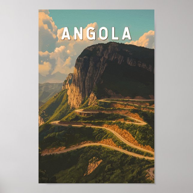 Angola Illustration Travel Art Vintage Poster (Front)