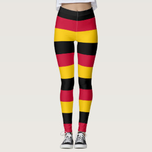 Angola National Flag Colours Horizontal Striped Leggings