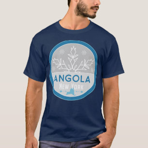 Angola New York NY Winter Frozen Snowflake Badge T-Shirt