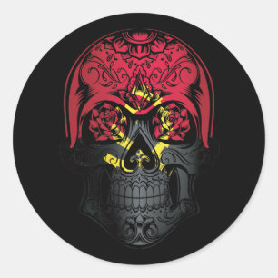 Angola Skull And Roses Flag Classic Round Sticker