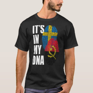 Angolan And Swedish Mix DNA Flag Heritage Premium T-Shirt