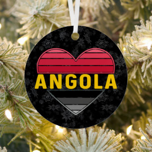 Angolan Heart, I Love Angola Christmas Metal Tree Decoration