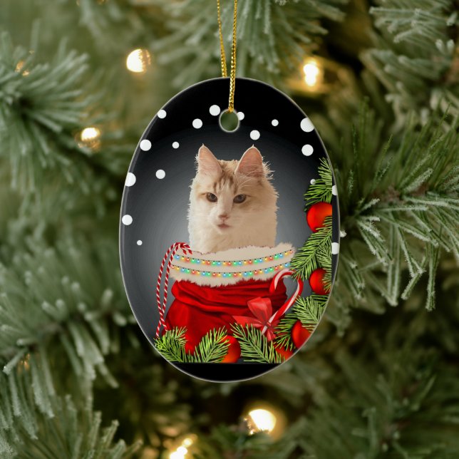 Angora Cat  Ceramic Tree Decoration (Tree)