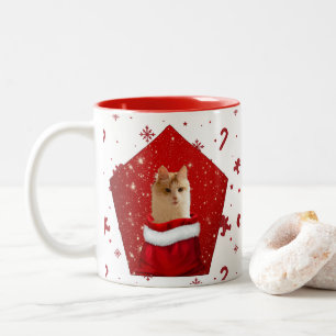 Angora Cat Christmas Two-Tone Coffee Mug