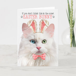 Angora Cat in Bunny Ears for Easter Holiday Card