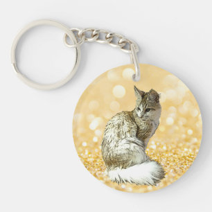 Angora Cat Key Ring