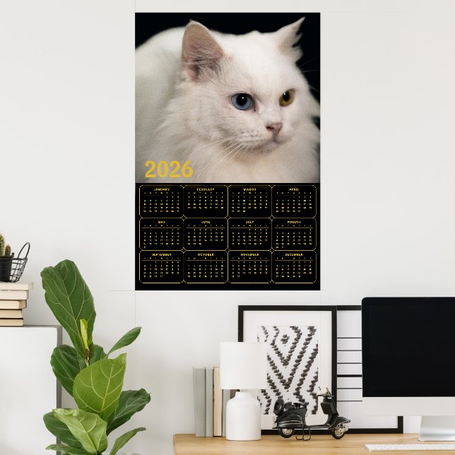 Angora Cat with Heterochromia – 2026 Calendar  Poster (Home Office)