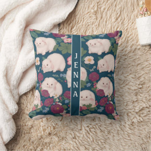 Angora Ferret Small Floral Colourful Pattern Cushion