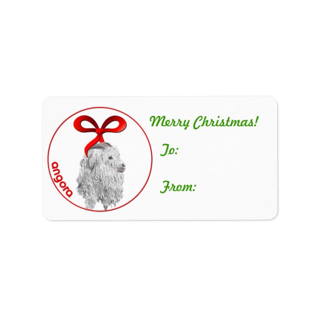Angora Goat Christmas Gift Tag Sticker (Front)