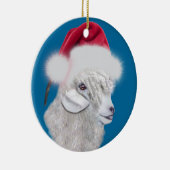 Angora Goat Santa Hat Christmas  Ornament (Right)