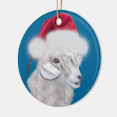 Angora Goat Santa Hat Christmas  Ornament (Left)