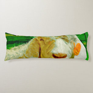 Angora Goat With Ear Tag Abstract Impressionism Body Cushion