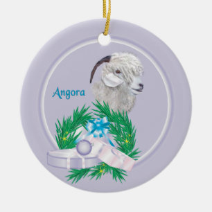 Angora Goat Wreath Holiday Ornament