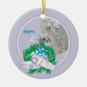 Angora Goat Wreath Holiday Ornament