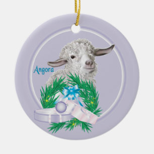 Angora Goat Wreath Holiday Ornament