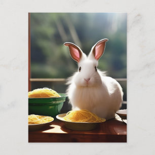 Angora Rabbit With Spaghetti Postcard