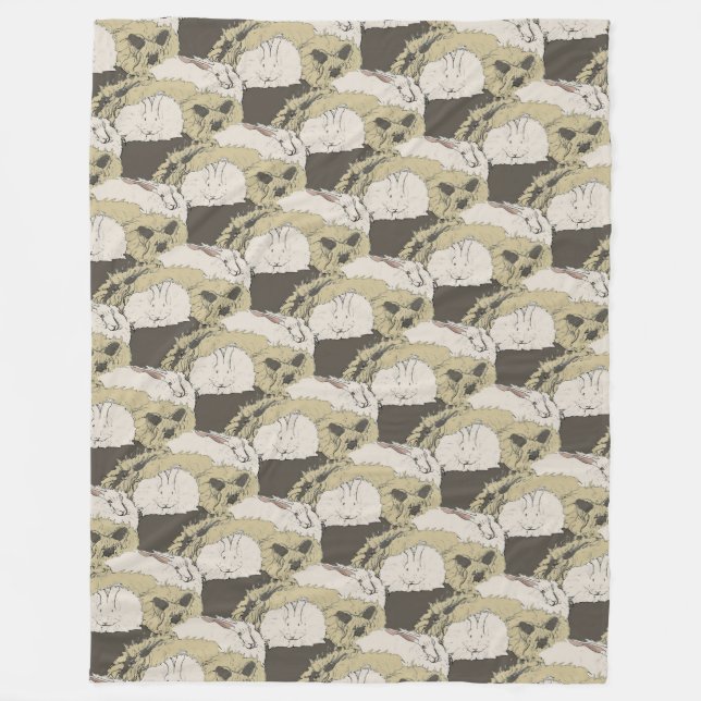 Angora Rabbits Fleece Blanket (Front)