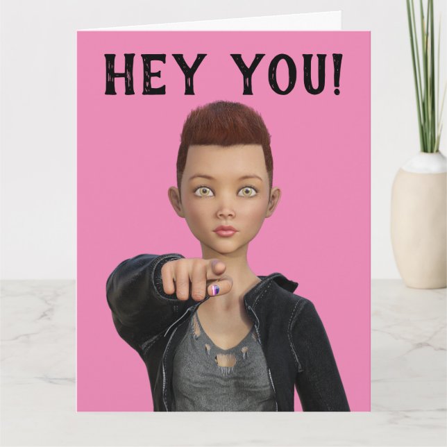 ANGROGYNOUS SHORT HAIRED GIRL FRIENDSHIP CARDS (Front)