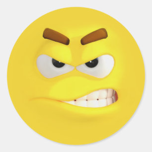 Angry 3D Effect Emoji Classic Round Sticker