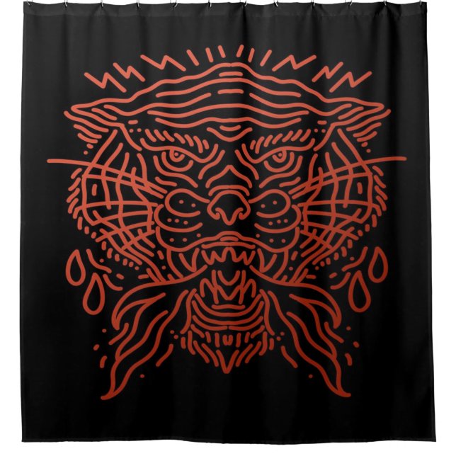 angry abstract tiger shower curtain (Front)