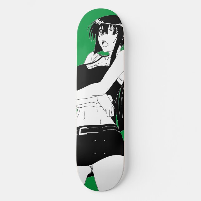 Angry Anime Girl Skateboard Deck (Front)