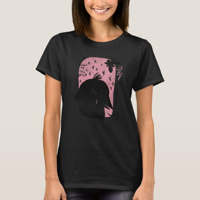 Angry At The World Raven Retro Witch Pagan T-Shirt (Front)