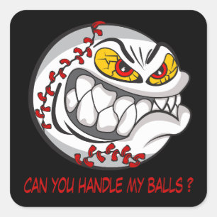 Angry Baseball Black Square Sticker