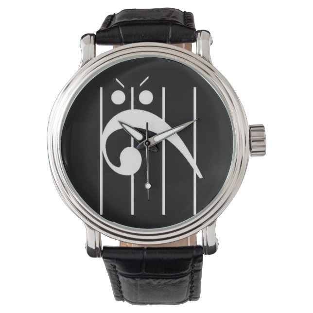 Angry Bass Clef Watch BLACK, friggin BLACK ! (Front)