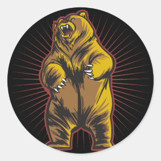 Angry Bear Classic Round Sticker