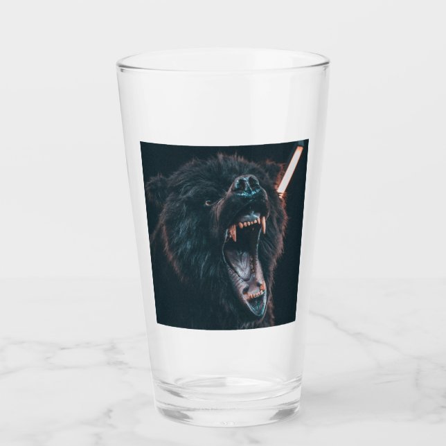 Angry Bear Teeth Black Bear Growl Glass (Front)