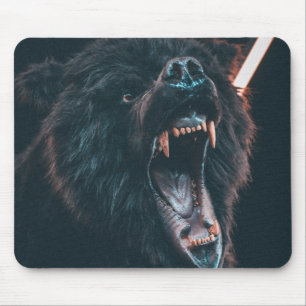 Angry Bear Teeth Black Bear Growl Mouse Mat