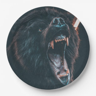 Angry Bear Teeth Black Bear Growl Paper Plate