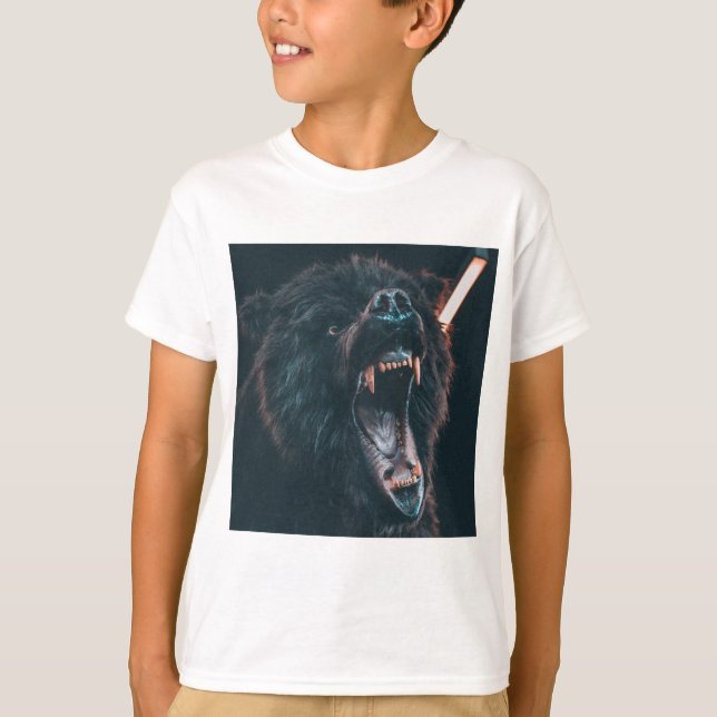 Angry Bear Teeth Black Bear Growl T-Shirt (Front)