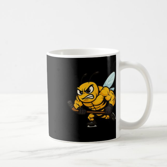 Angry Bee Ice Hockey Player Strong Insect  Coffee Mug (Right)