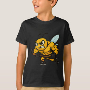 Angry Bee Ice Hockey Player Strong Insect T-Shirt