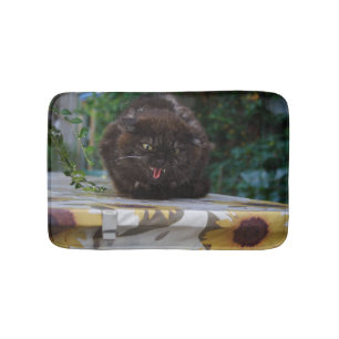 Angry Black Cat Bath Mat