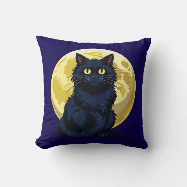 Angry black cat cushion (Front)