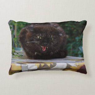 Angry Black Cat Decorative Cushion